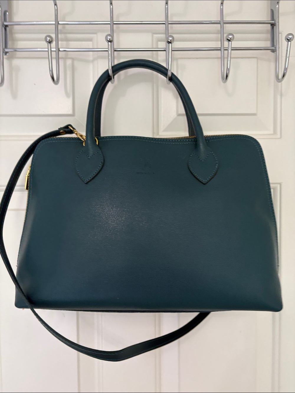 Large Teal Green Leather Handbag